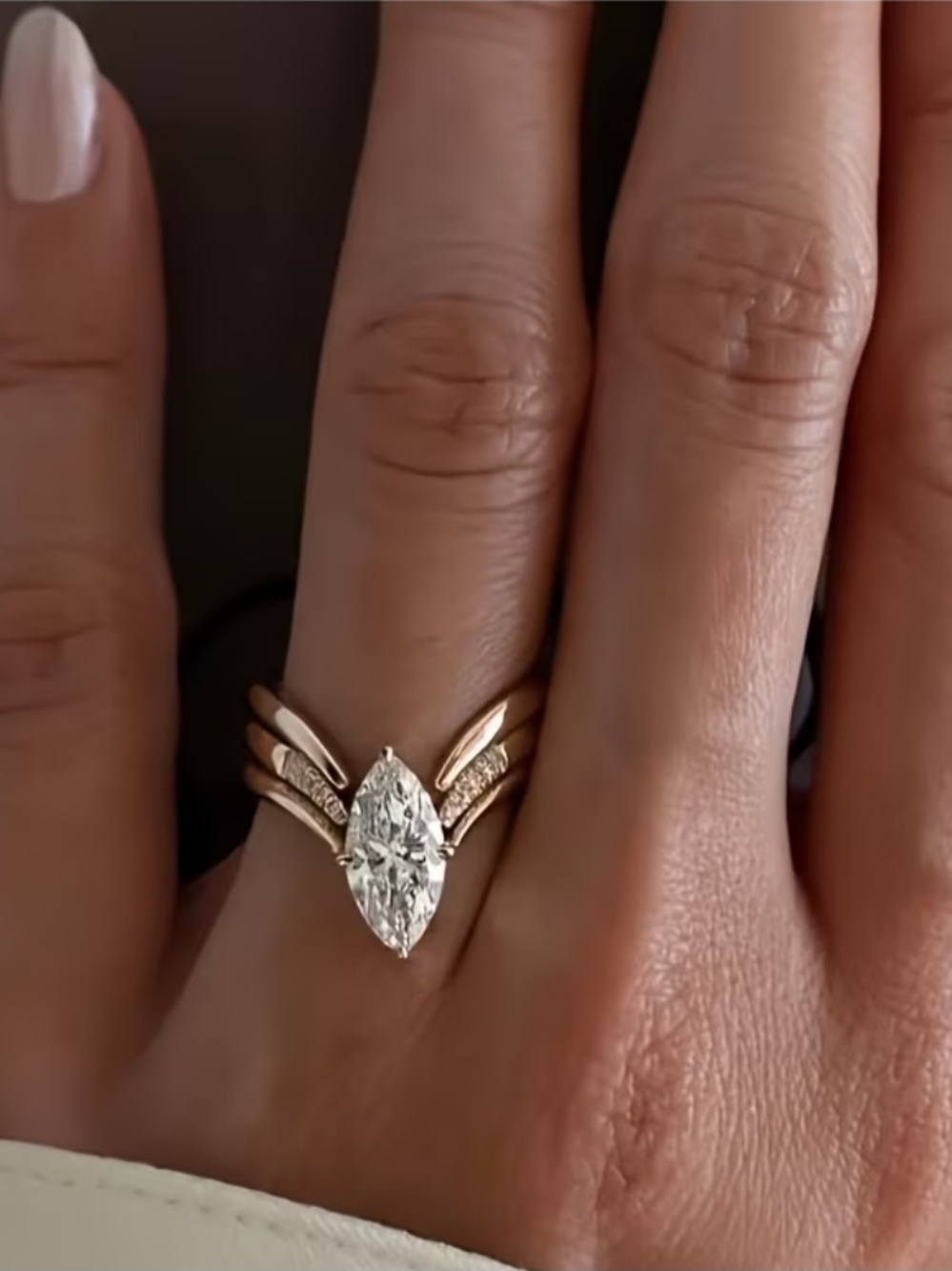 Marquise Solitaire Ring in a Gold